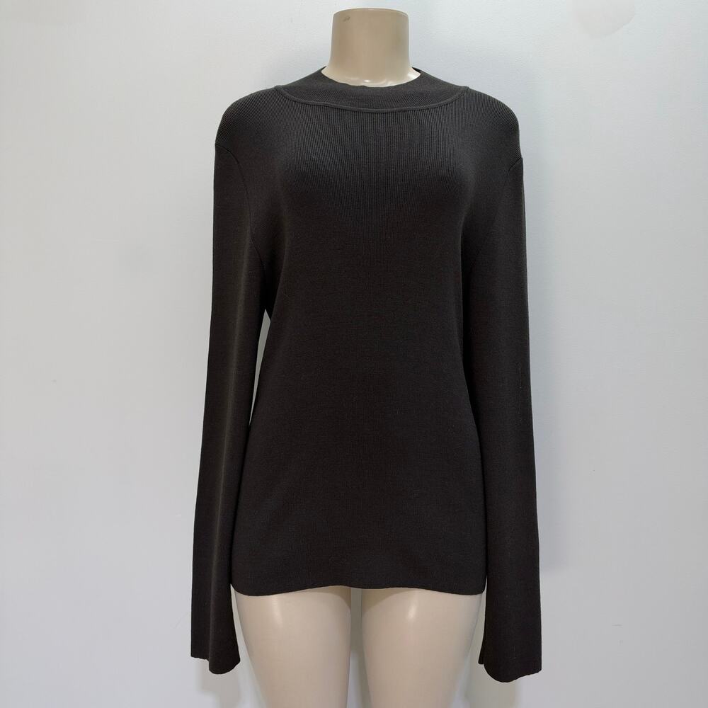 NWT ST. JOHN Collection Wool Dark Brown Sweater sz L VTG Y2K Old Money Luxury
